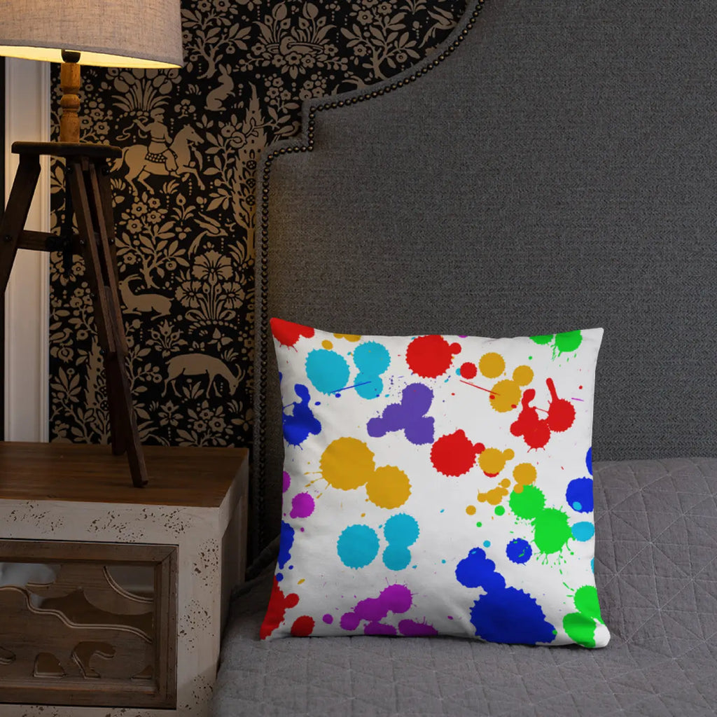 Paint Splats Accent Pillow - Washable Cover with Concealed Zipper - DipaliZ