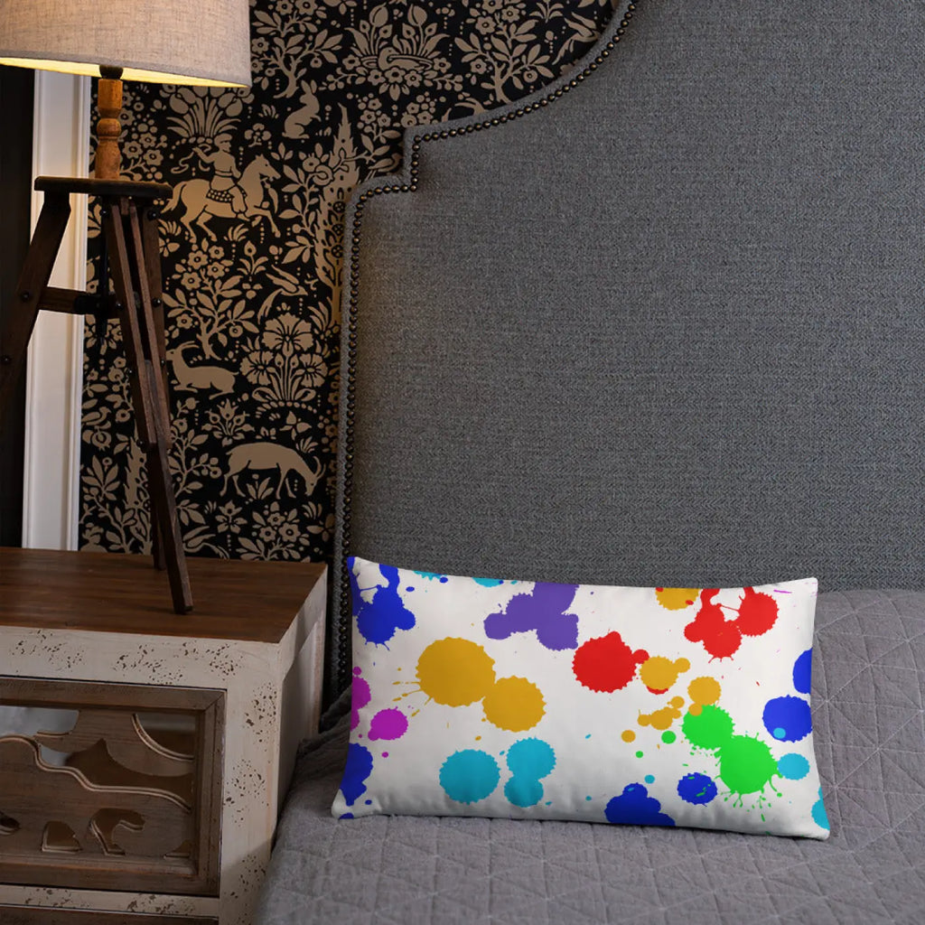 Paint Splats Accent Pillow - Washable Cover with Concealed Zipper - DipaliZ