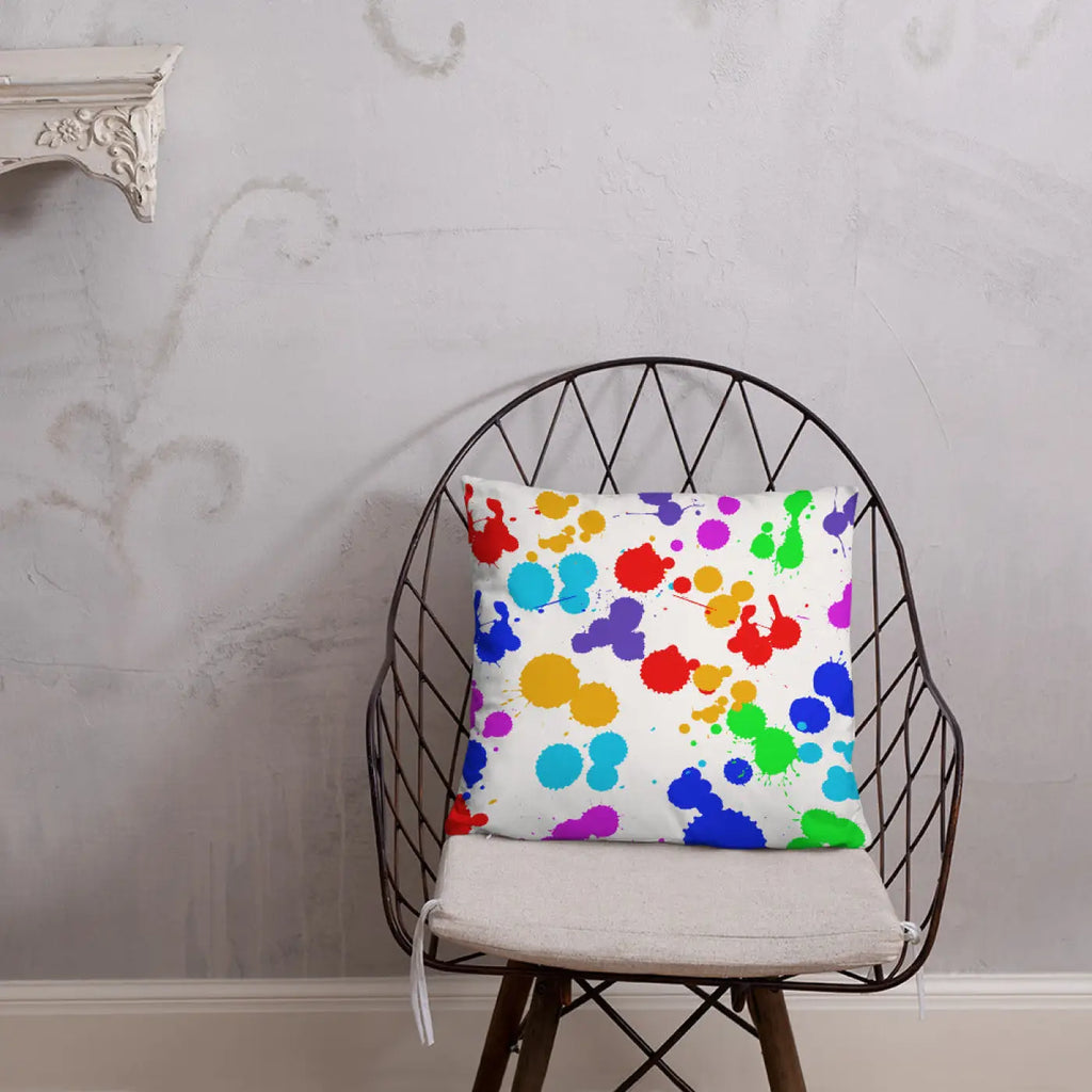 Paint Splats Accent Pillow - Washable Cover with Concealed Zipper - DipaliZ