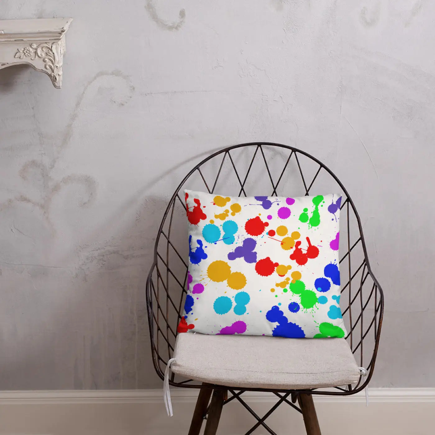 Paint Splats Accent Pillow - Washable Cover with Concealed Zipper - DipaliZ