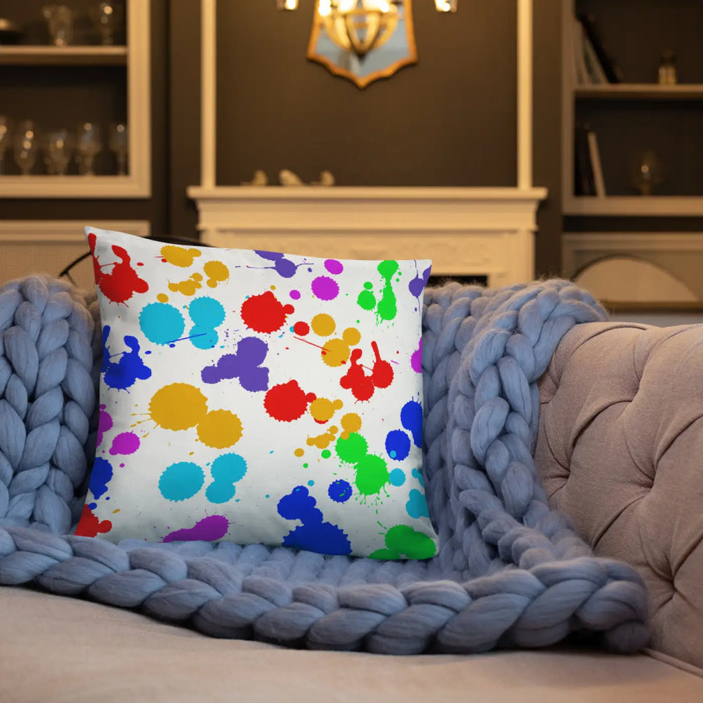 Paint Splats Accent Pillow - Washable Cover with Concealed Zipper - DipaliZ