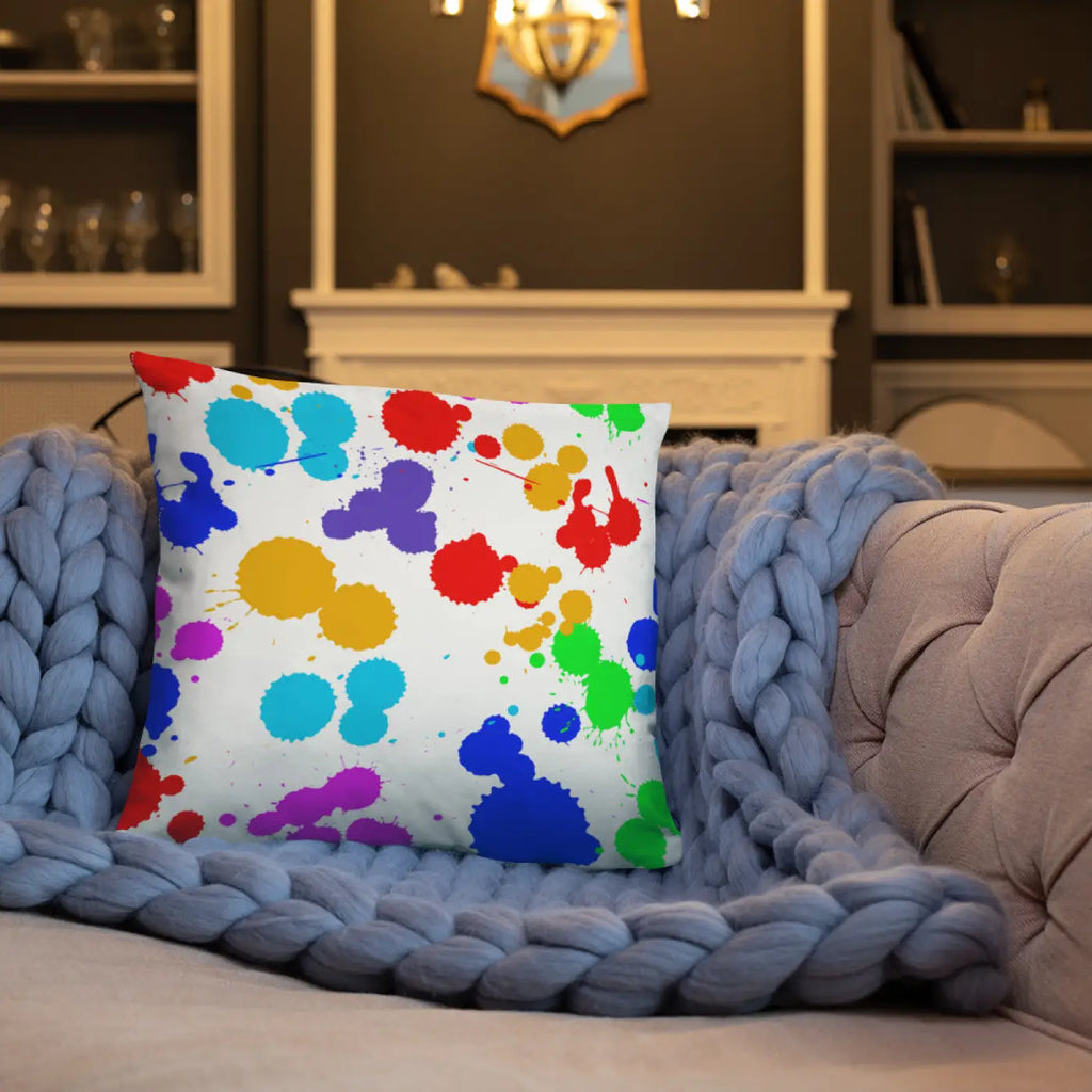 Paint Splats Accent Pillow - Washable Cover with Concealed Zipper - DipaliZ