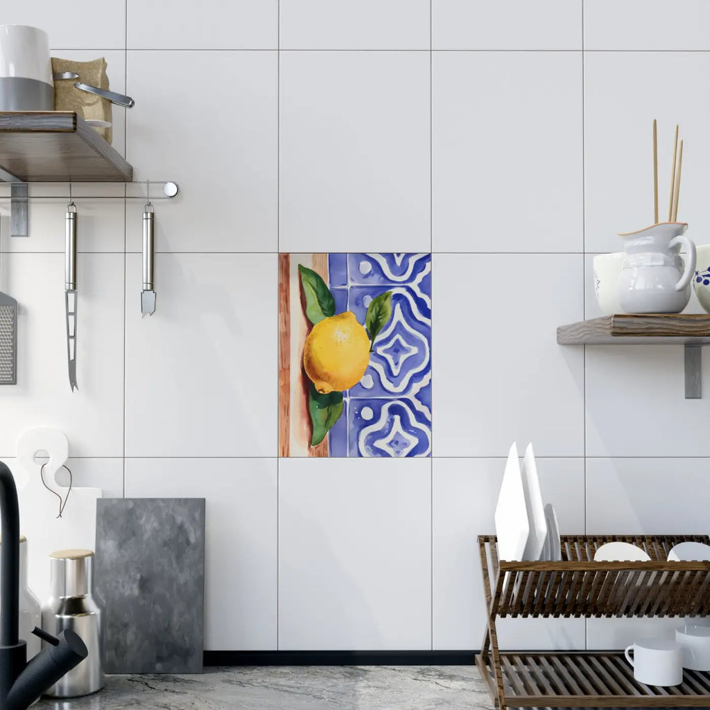 Painted Lemon Ceramic Photo Tiles - Vibrant Wall Decor - DipaliZ