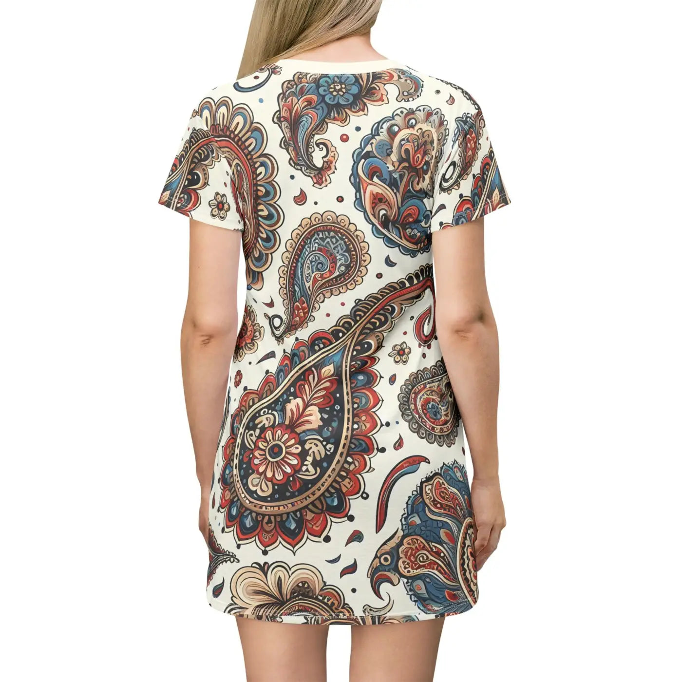 Paisley T-Shirt Dress - Chic Pattern Statement Style - DipaliZ