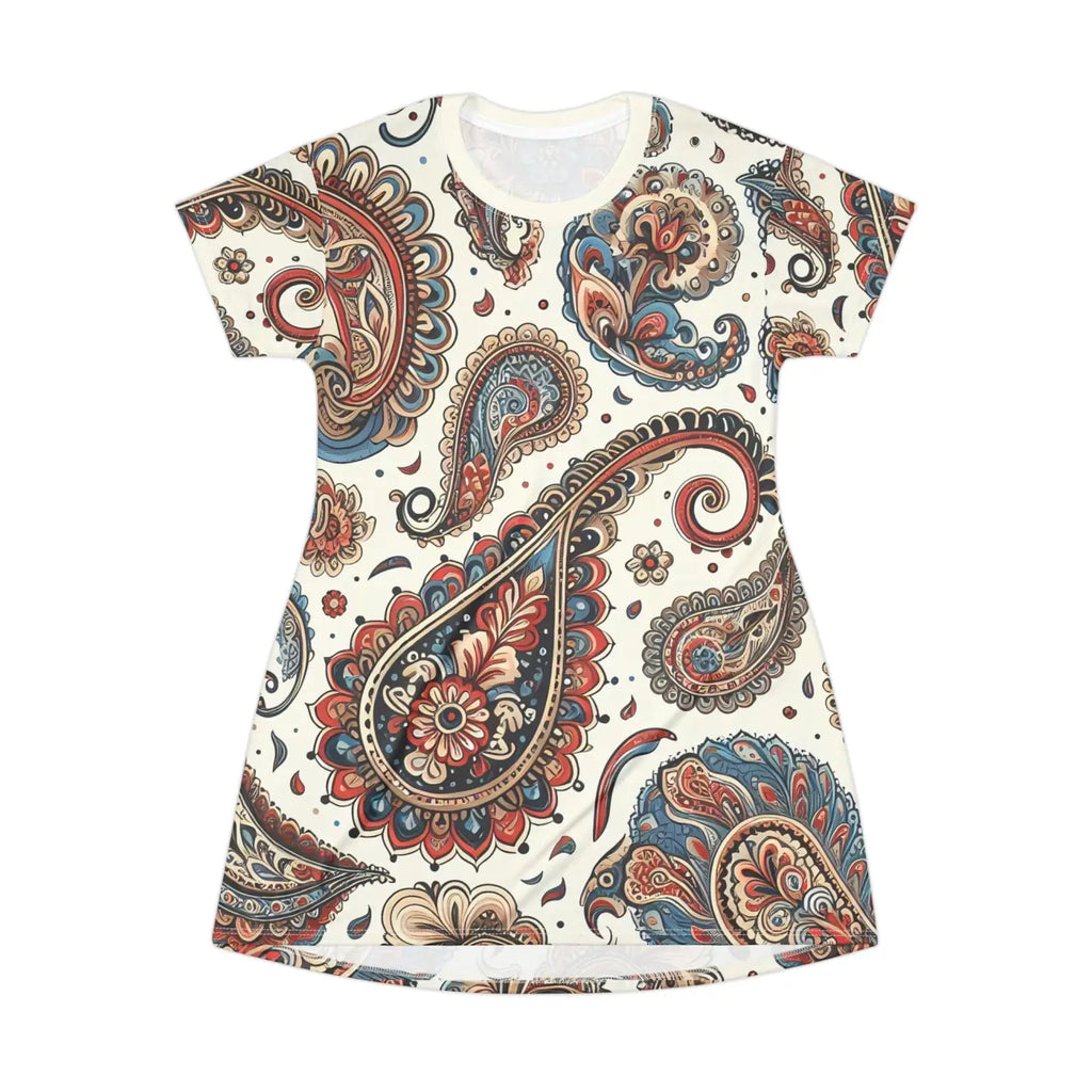 Paisley T-Shirt Dress - Chic Pattern Statement Style - DipaliZ