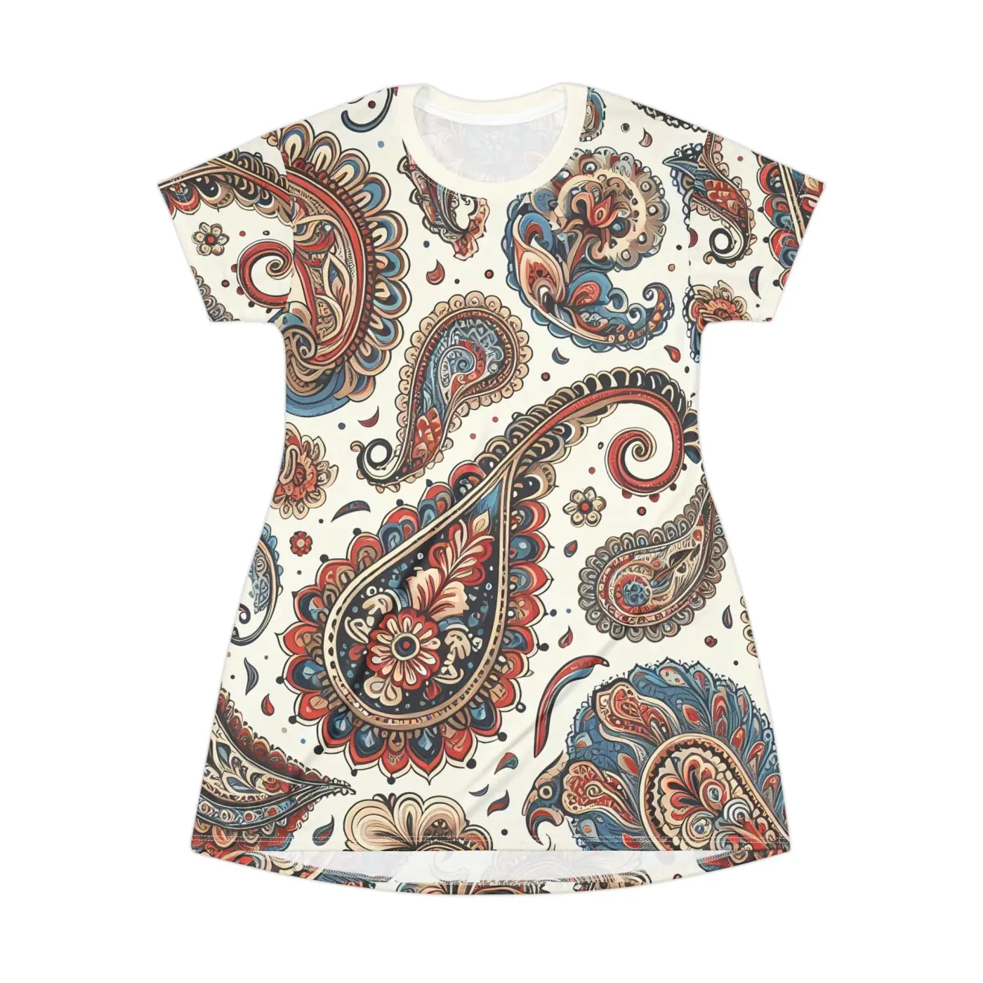 Paisley T-Shirt Dress - Chic Pattern Statement Style - DipaliZ