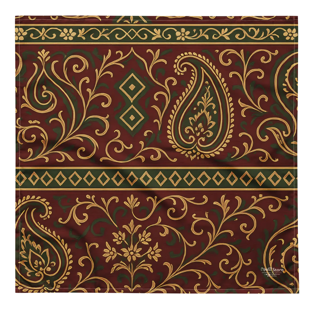 Maroon Paisley Print Bandana - All-Over Design - DipaliZ