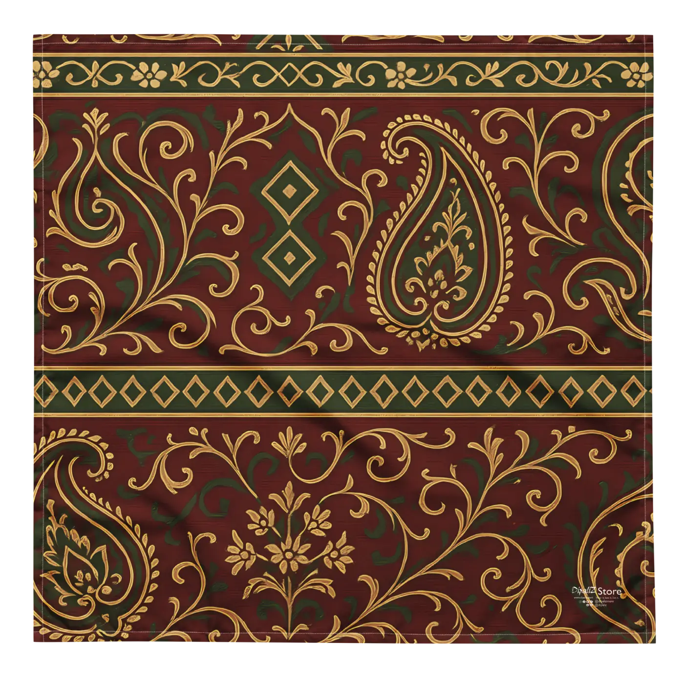 Maroon Paisley Print Bandana - All-Over Design - DipaliZ