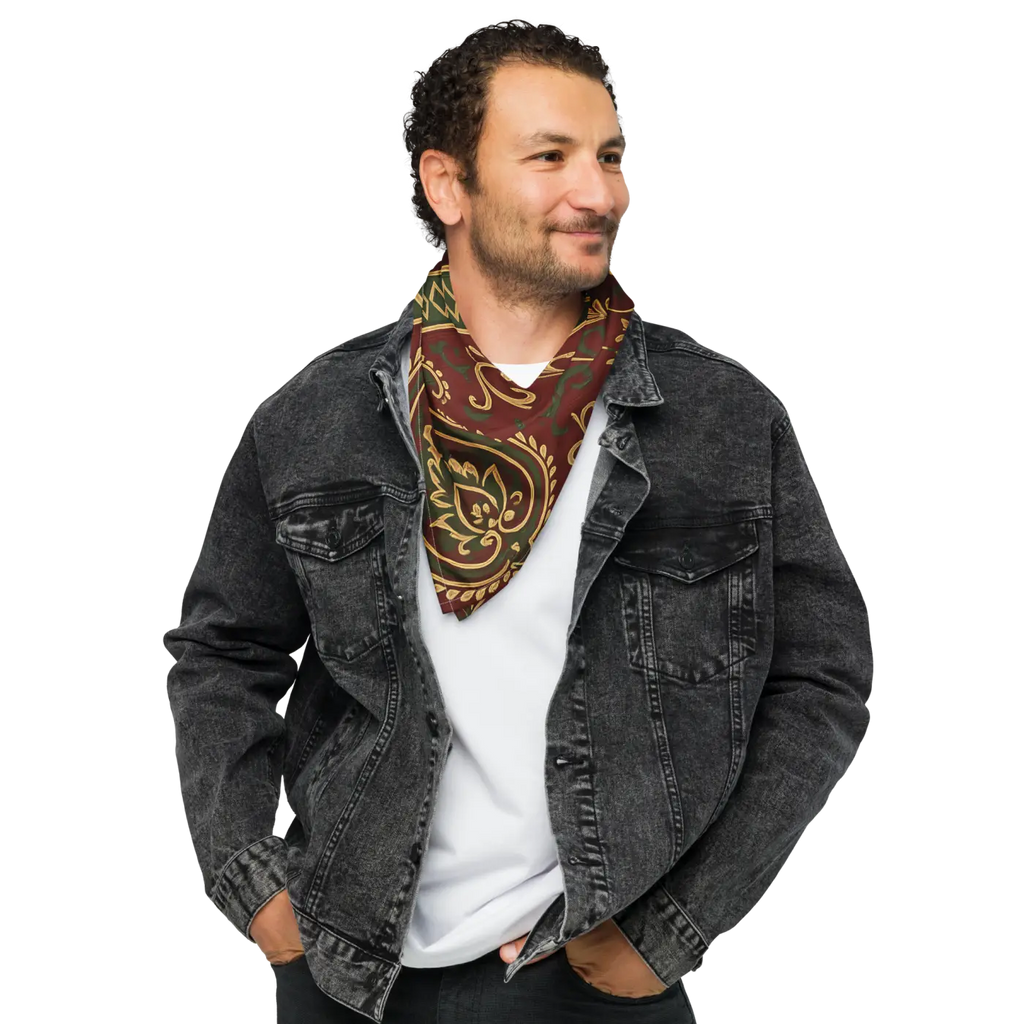 Maroon Paisley Print Bandana - All-Over Design - DipaliZ