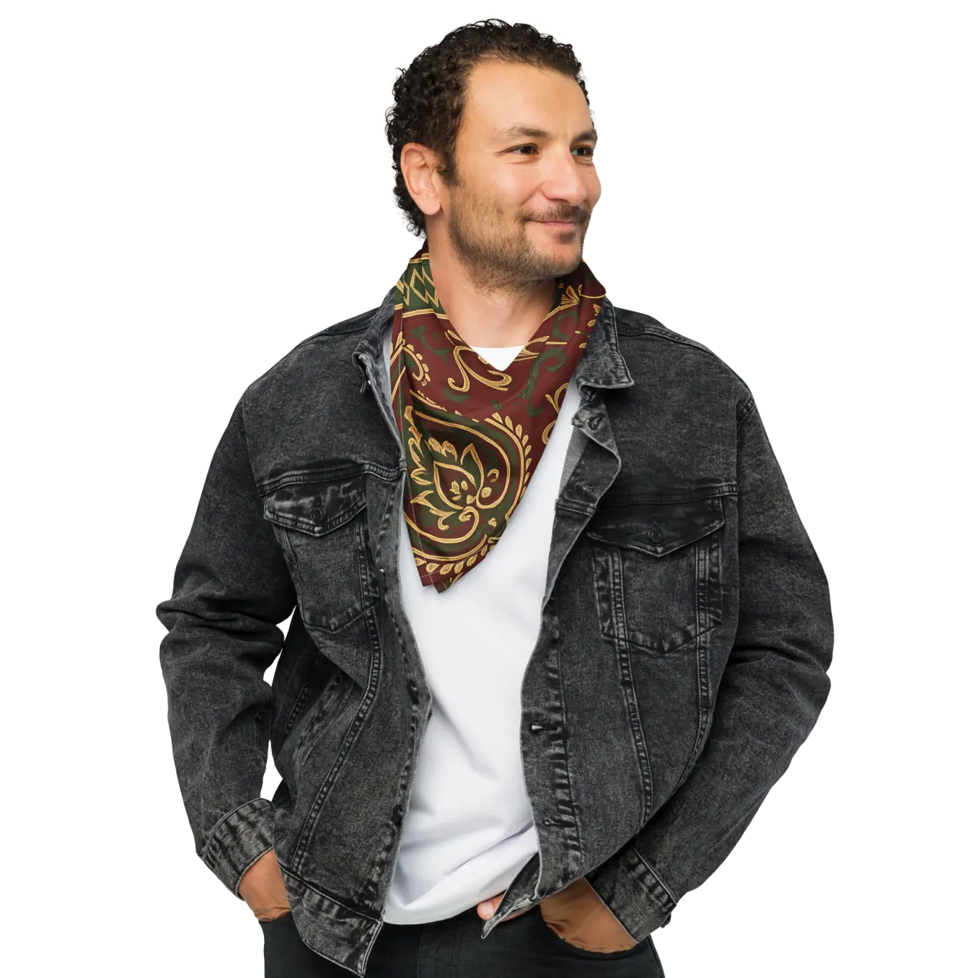 Maroon Paisley Print Bandana - All-Over Design - DipaliZ
