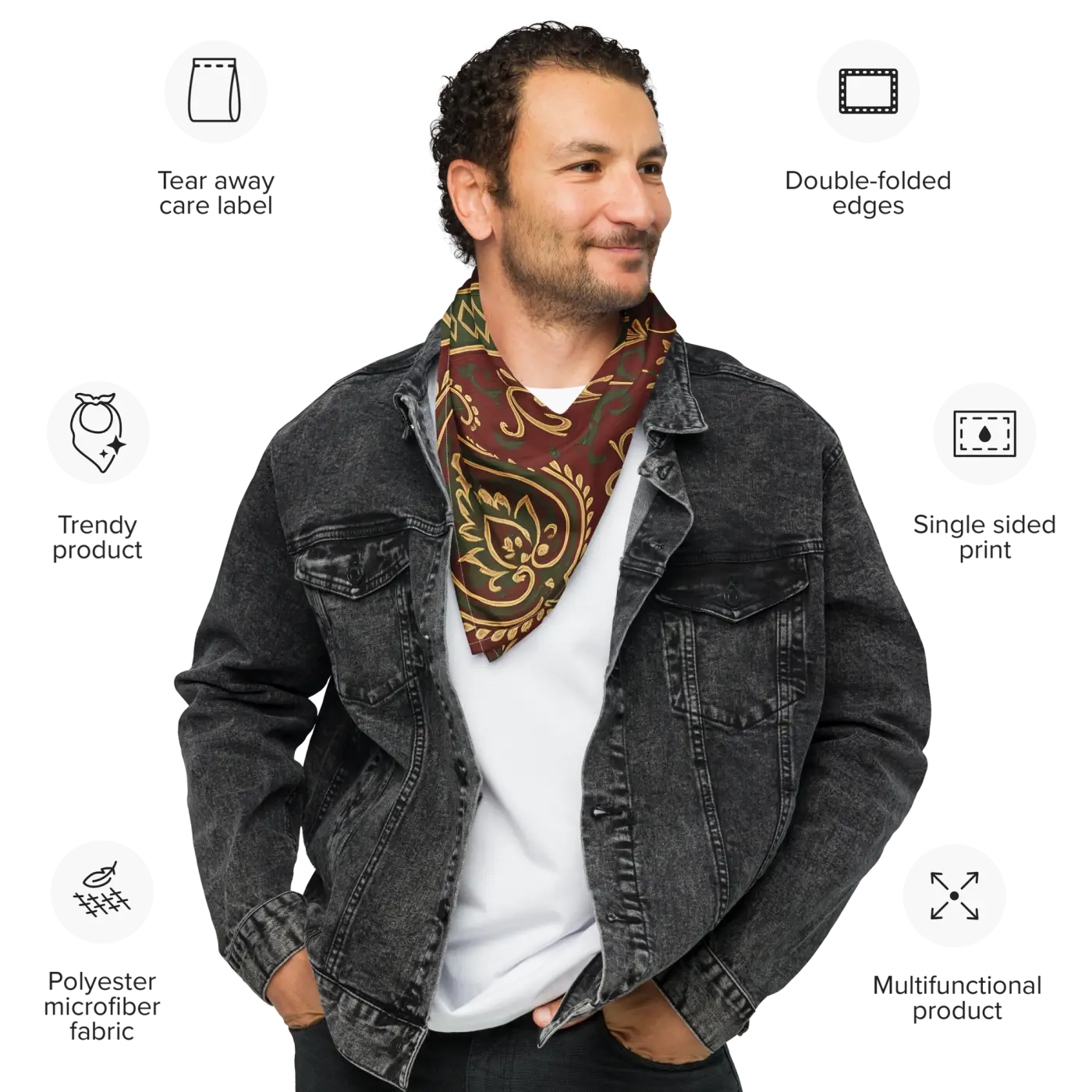 Maroon Paisley Print Bandana - All-Over Design - DipaliZ