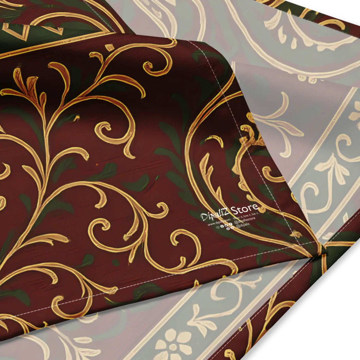 Maroon Paisley Print Bandana - All-Over Design - DipaliZ