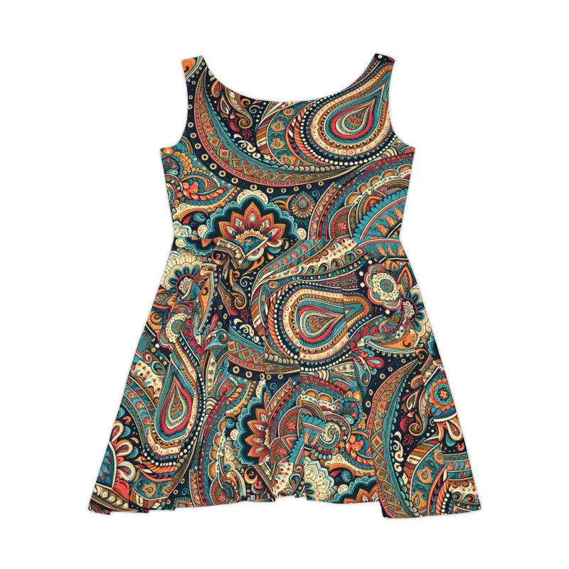 Paisley Pattern Skater Dress - Elegant Everyday Style - DipaliZ