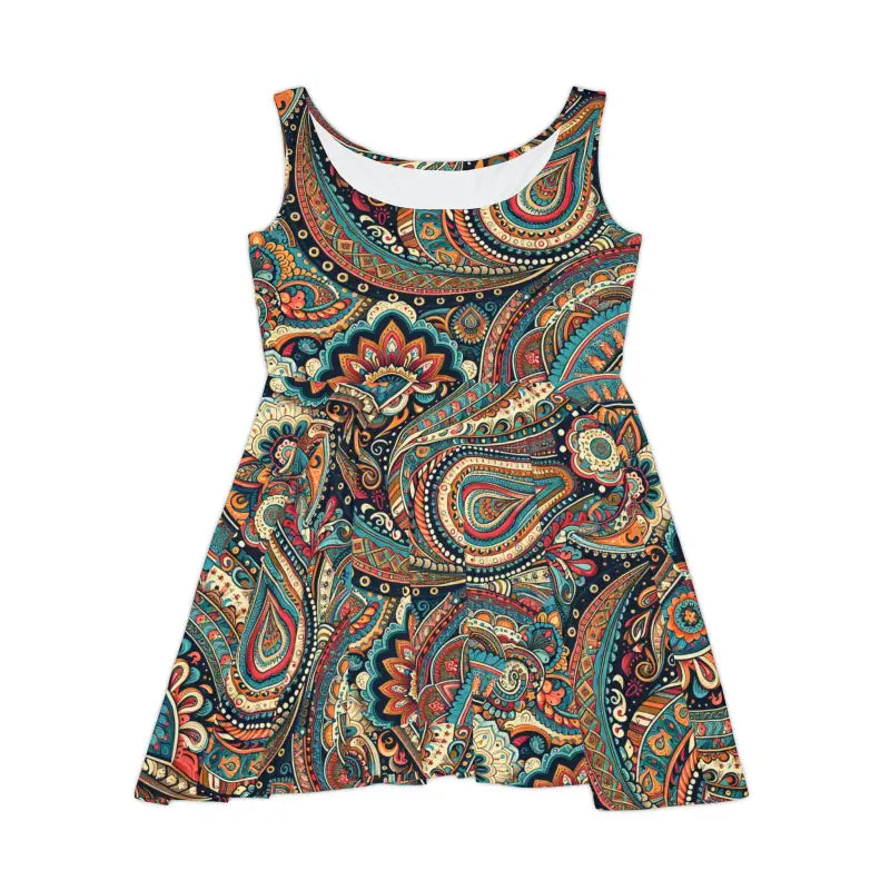 Paisley Pattern Skater Dress - Elegant Everyday Style - DipaliZ