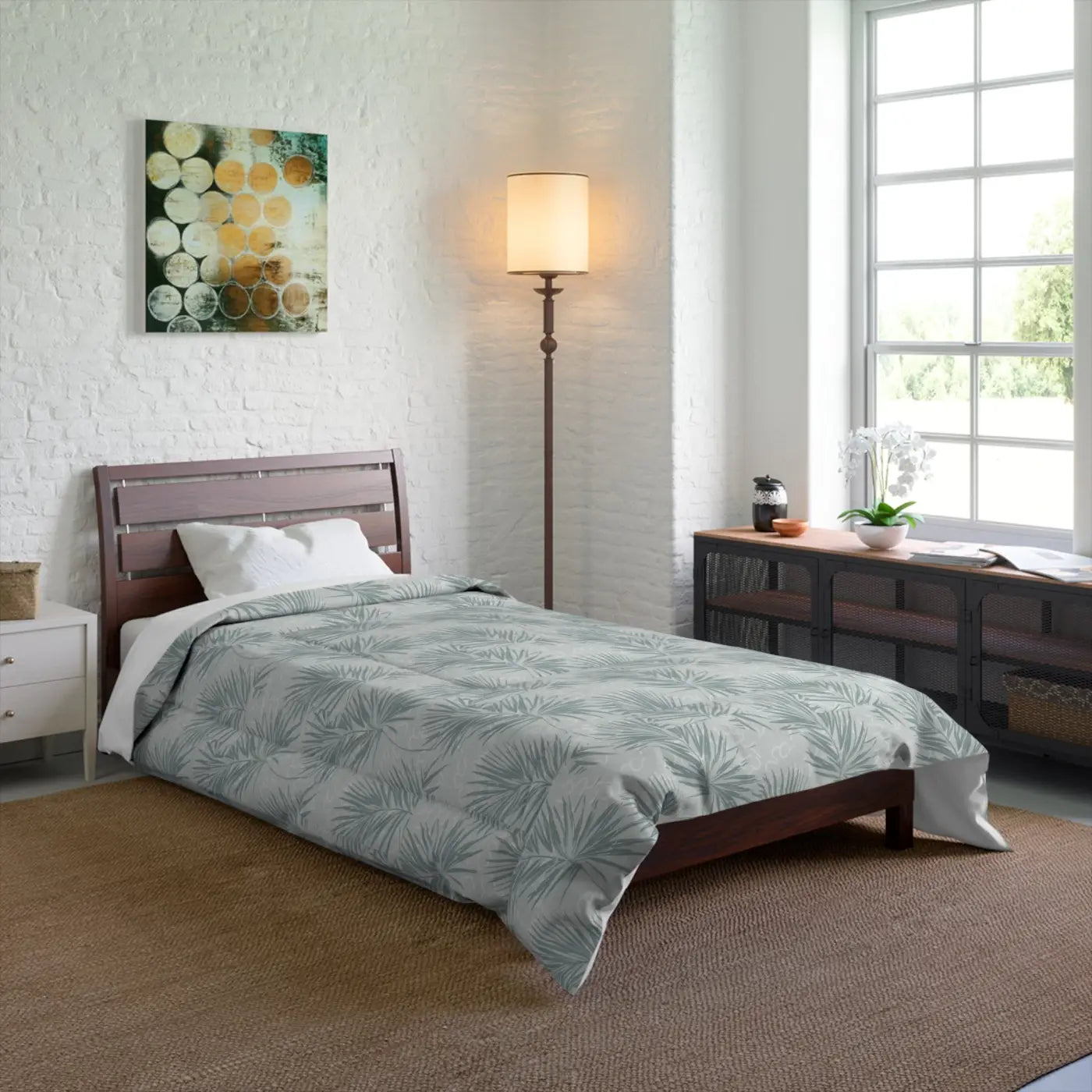 Luxurious Palm Leaves Polyester Comforter - Tropical Escape - DipaliZ