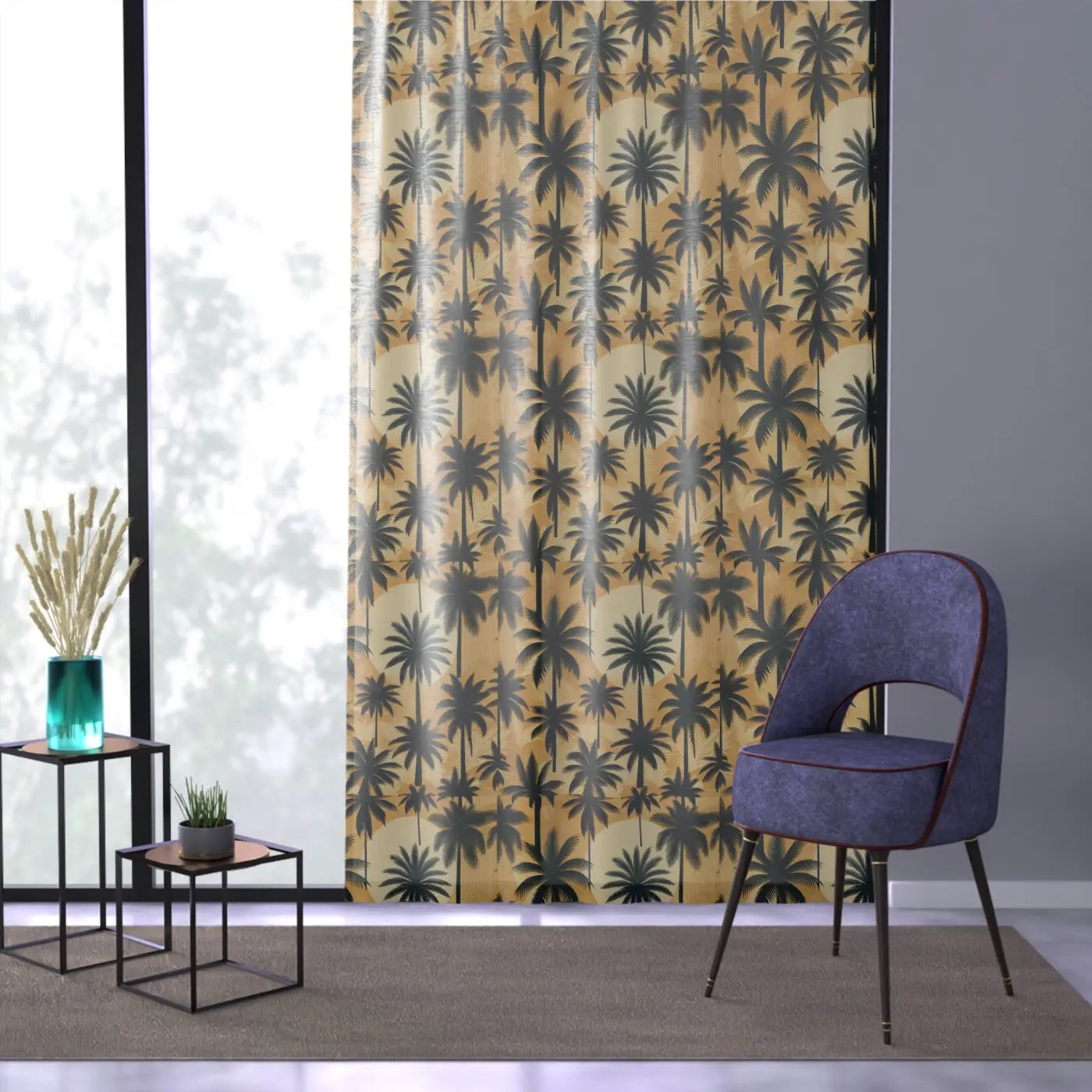 Cool Palm Trees Window Curtain - Tropical Oasis Decor - DipaliZ