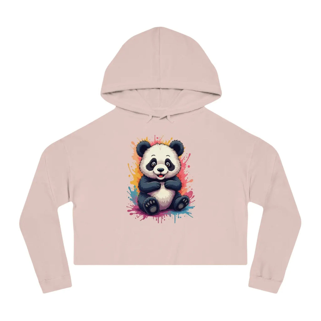 Panda Paint Splatter Cropped Hooded Sweatshirt - Brushed Cotton - DipaliZ