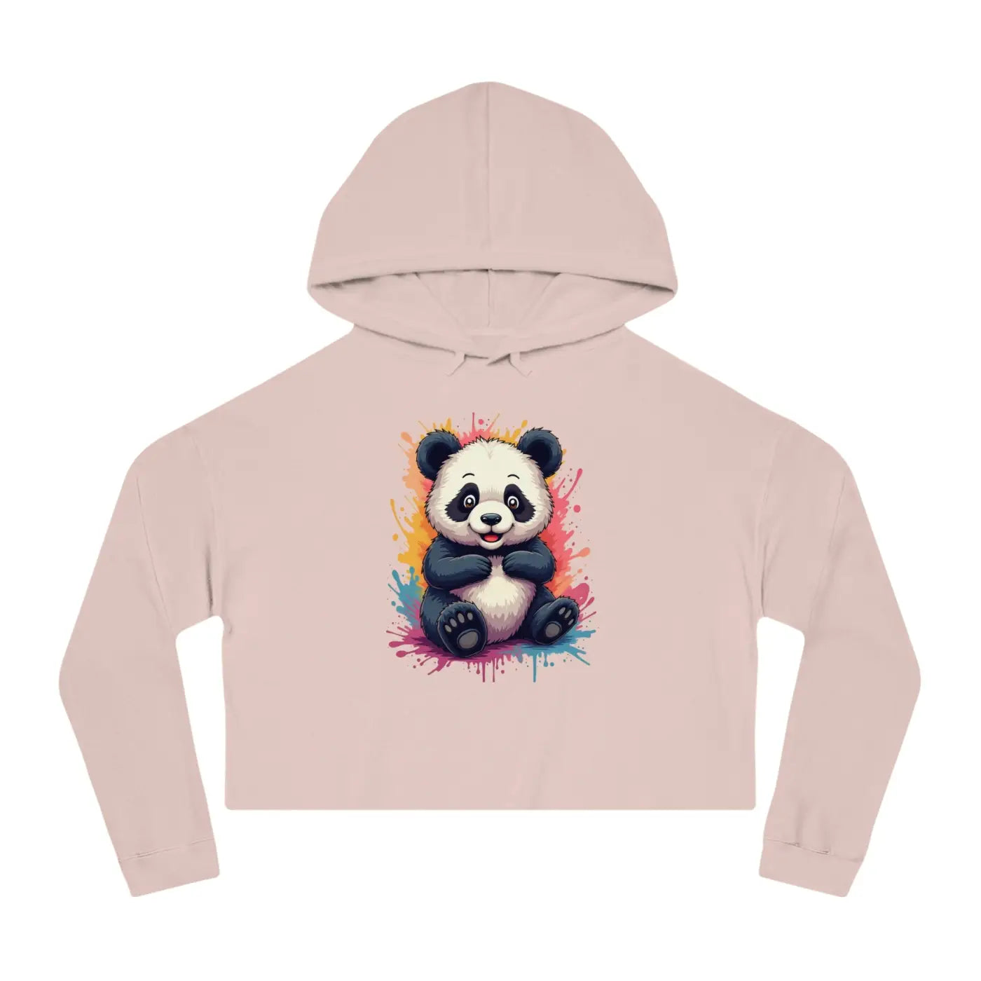 Panda Paint Splatter Cropped Hooded Sweatshirt - Brushed Cotton - DipaliZ