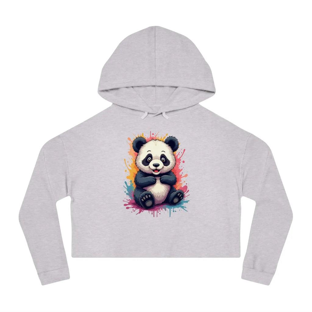 Panda Paint Splatter Cropped Hooded Sweatshirt - Brushed Cotton - DipaliZ