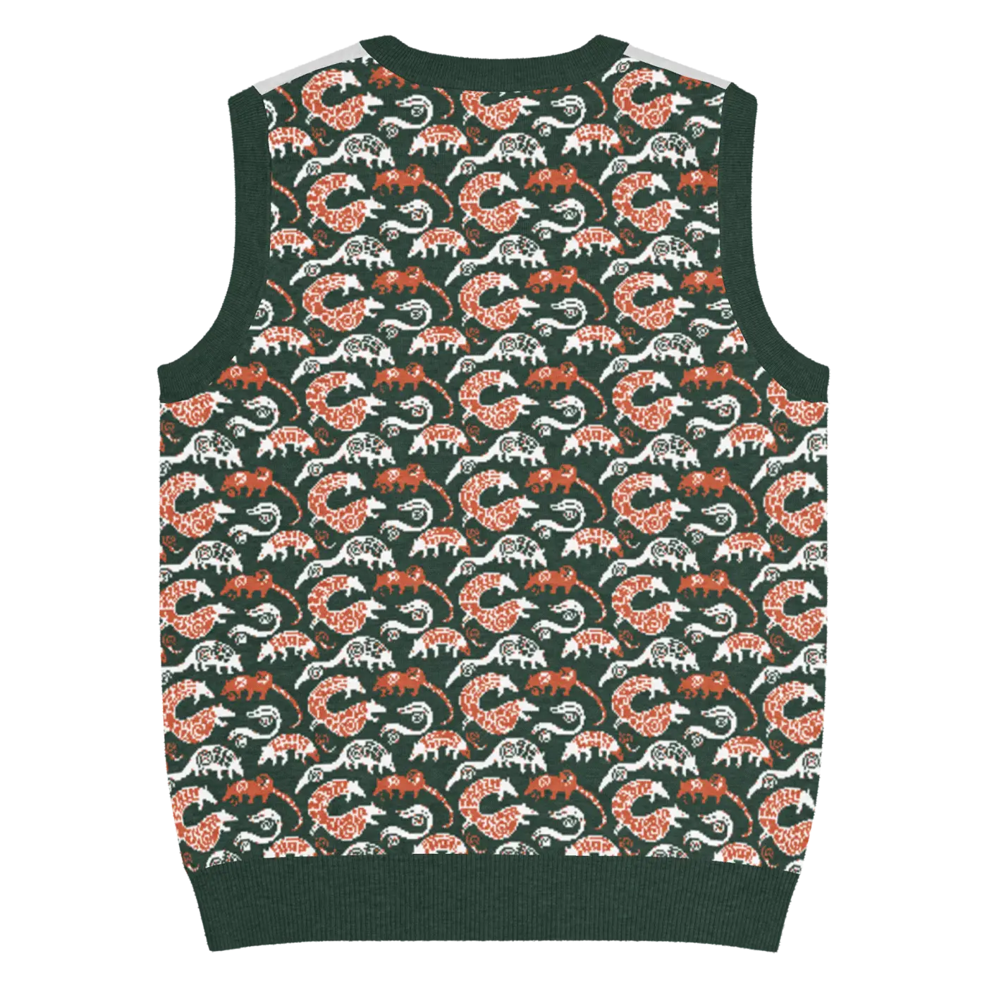 Pangolin Pattern Knit V-Neck Vest - Lightweight Retro Style - DipaliZ