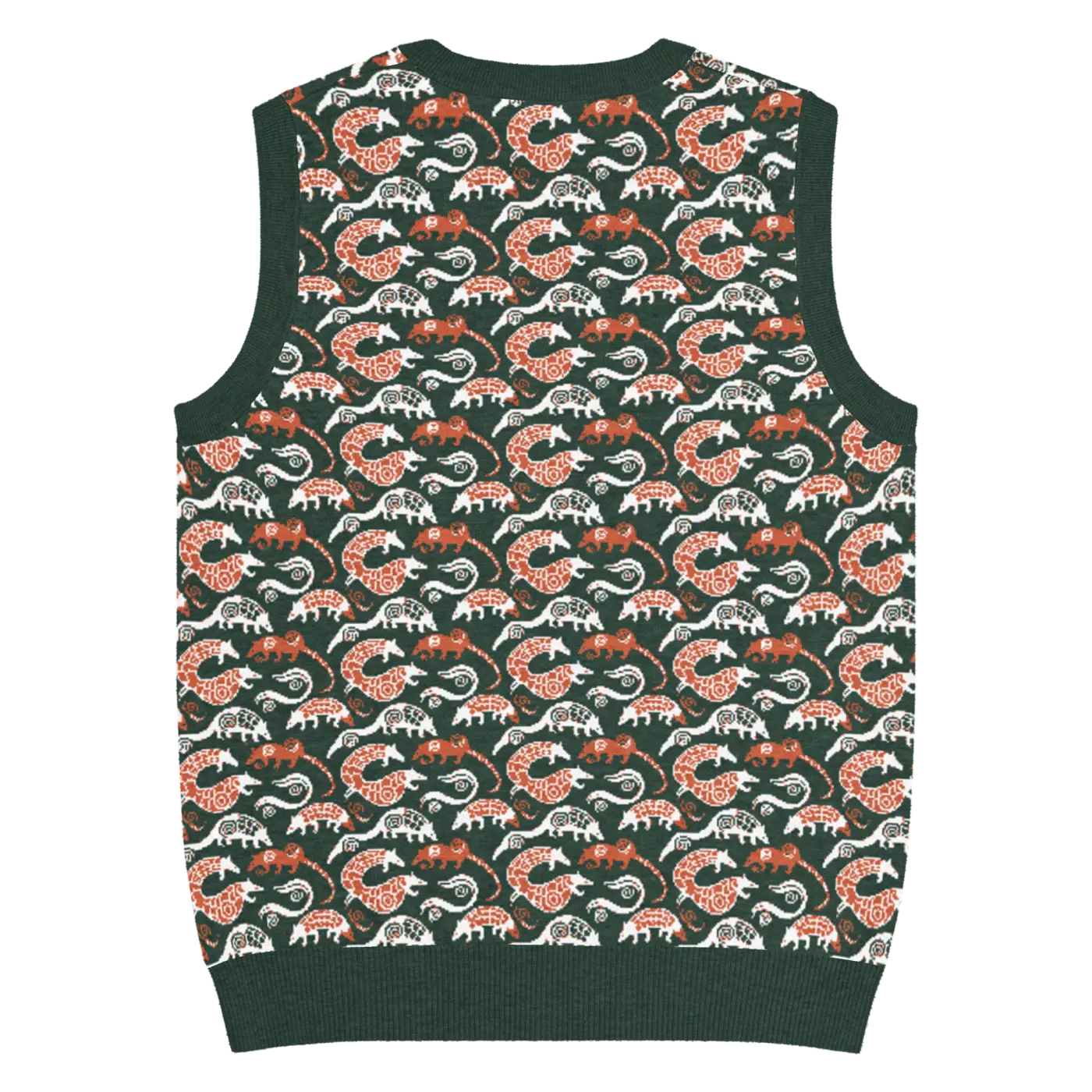 Pangolin Pattern Knit V-Neck Vest - Lightweight Retro Style - DipaliZ