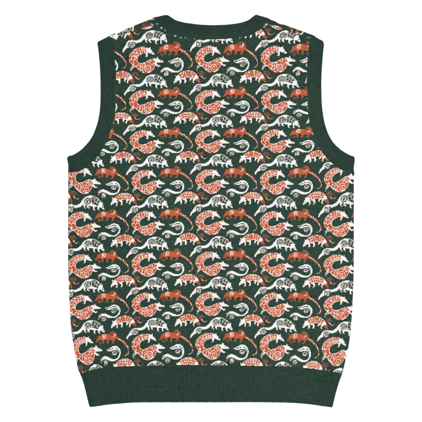 Pangolin Pattern Knit V-Neck Vest - Lightweight Retro Style - DipaliZ