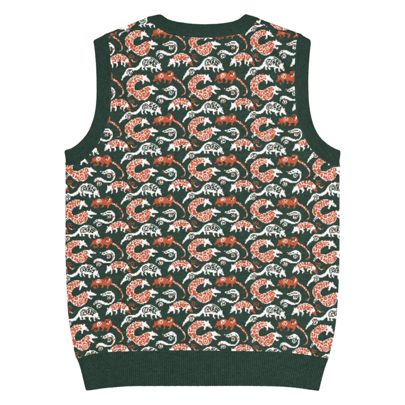 Pangolin Pattern Knit V-Neck Vest - Lightweight Retro Style - DipaliZ