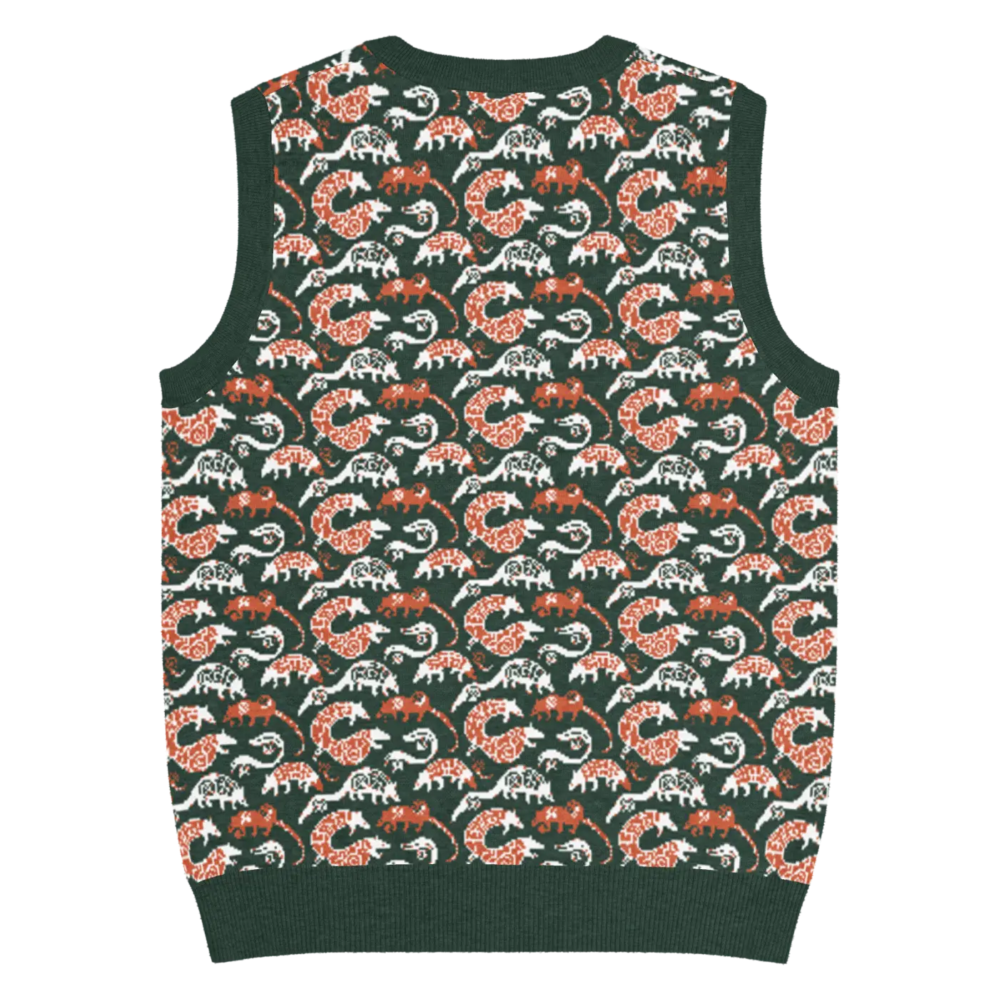 Pangolin Pattern Knit V-Neck Vest - Lightweight Retro Style - DipaliZ