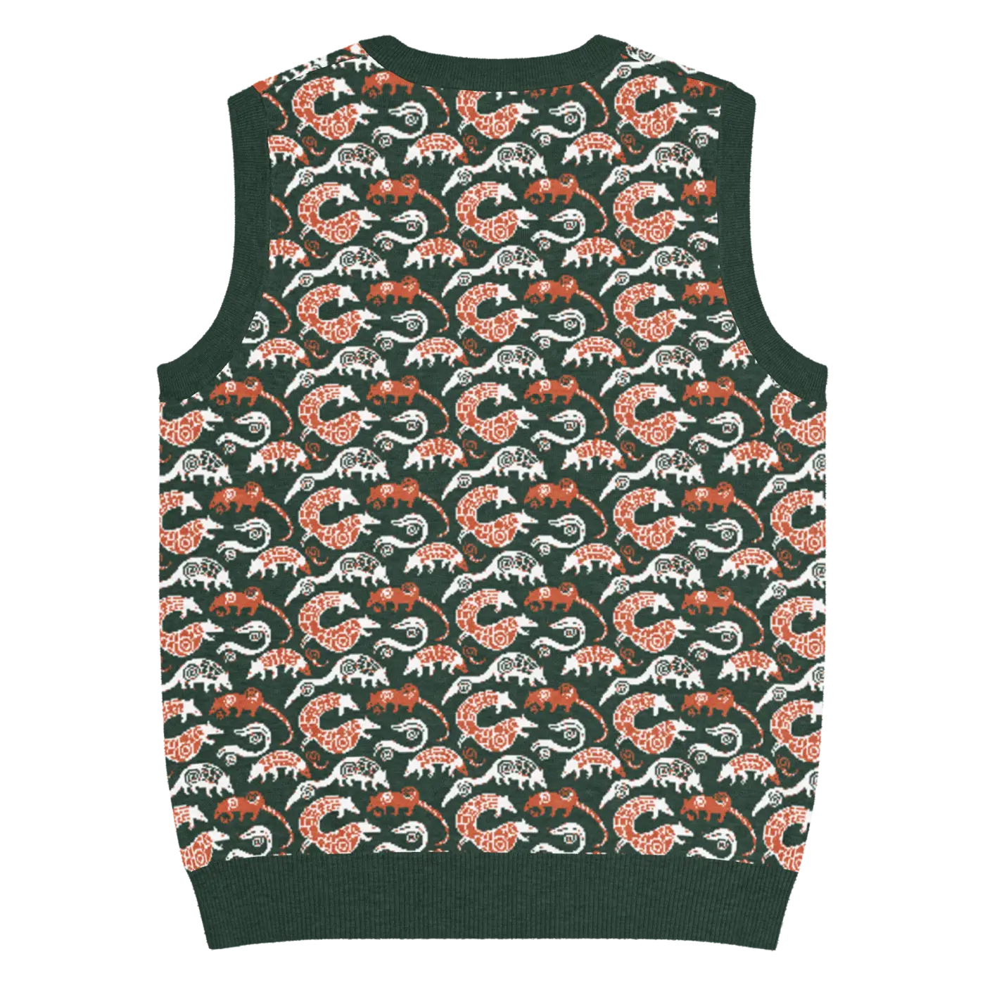 Pangolin Pattern Knit V-Neck Vest - Lightweight Retro Style - DipaliZ