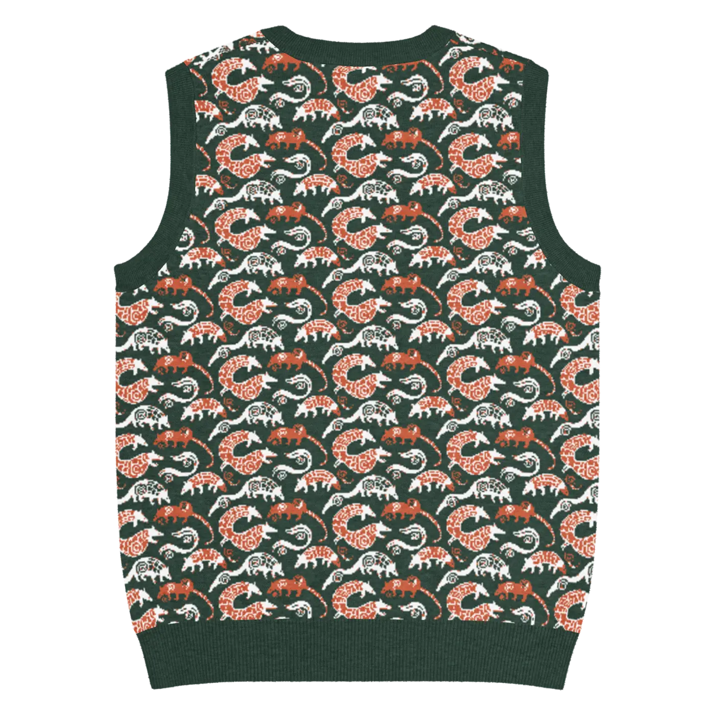 Pangolin Pattern Knit V-Neck Vest - Lightweight Retro Style - DipaliZ