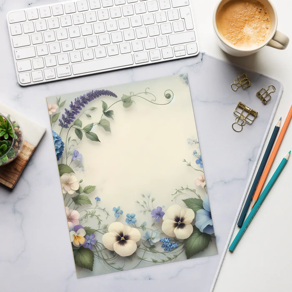 Pansy Flower Border Notepad - Weekly Plans - DipaliZ