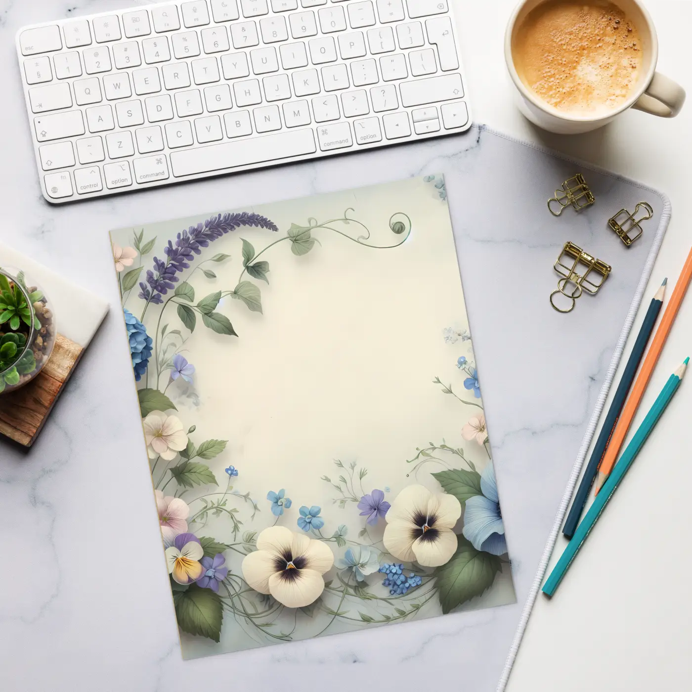 Pansy Flower Border Notepad - Weekly Plans - DipaliZ