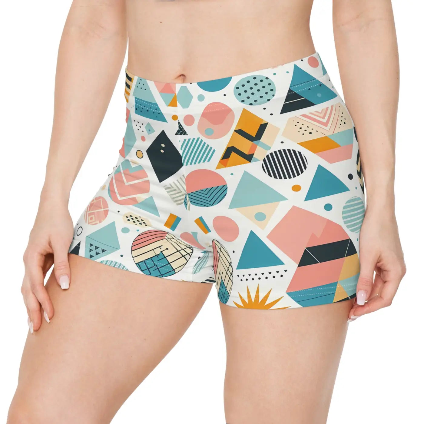 Geometric Women's Shorts - Pastel Abstract Summer - DipaliZ