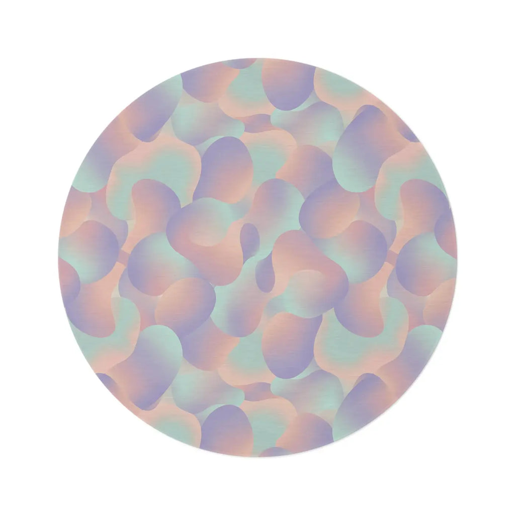 Pastel Abstract Round Rug - Iridescent Bubble Design - DipaliZ