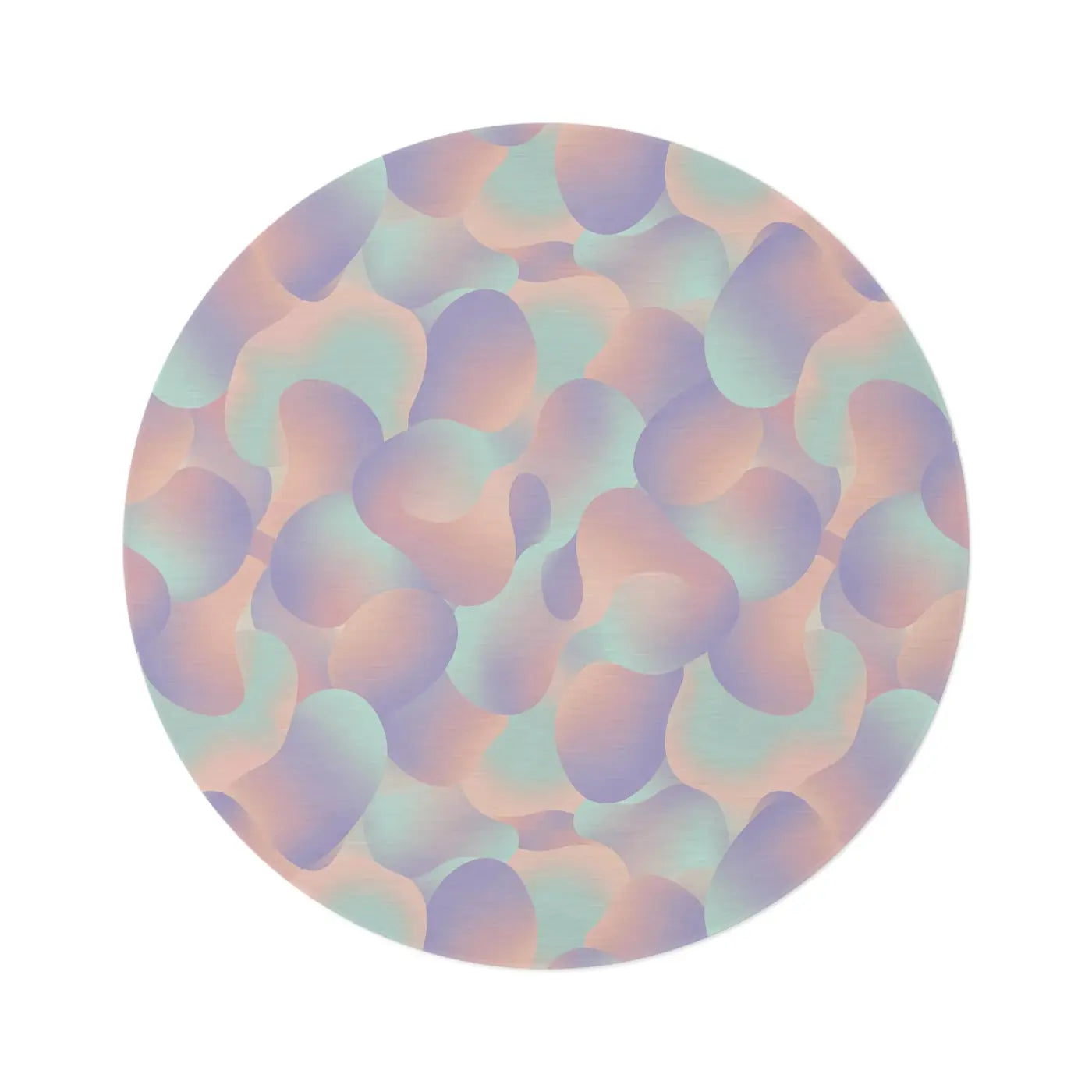 Pastel Abstract Round Rug - Iridescent Bubble Design - DipaliZ