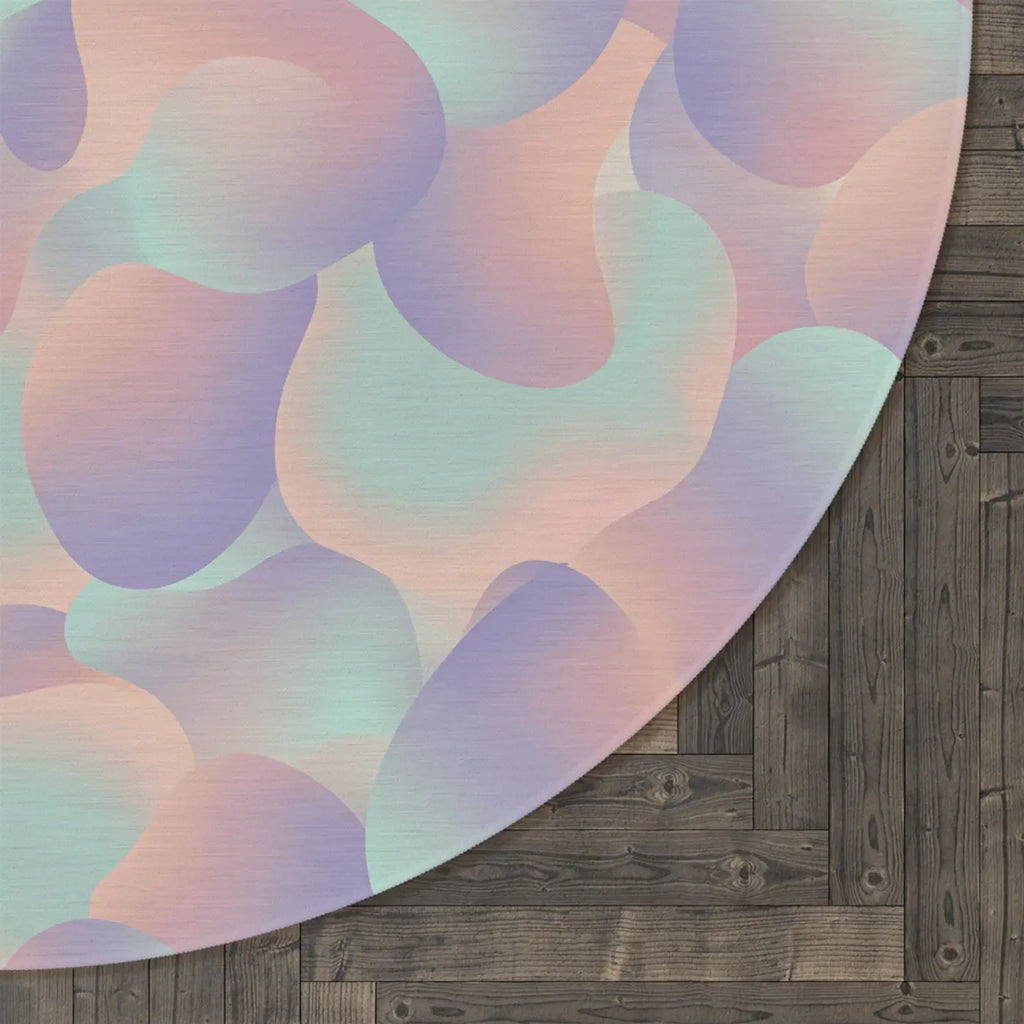Pastel Abstract Round Rug - Iridescent Bubble Design - DipaliZ