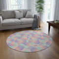 Pastel Abstract Round Rug - Iridescent Bubble Design - DipaliZ