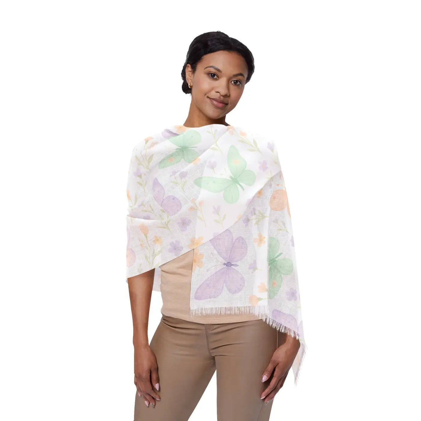 Pastel Butterfly Light Scarf - Spring Garden Wrap - DipaliZ