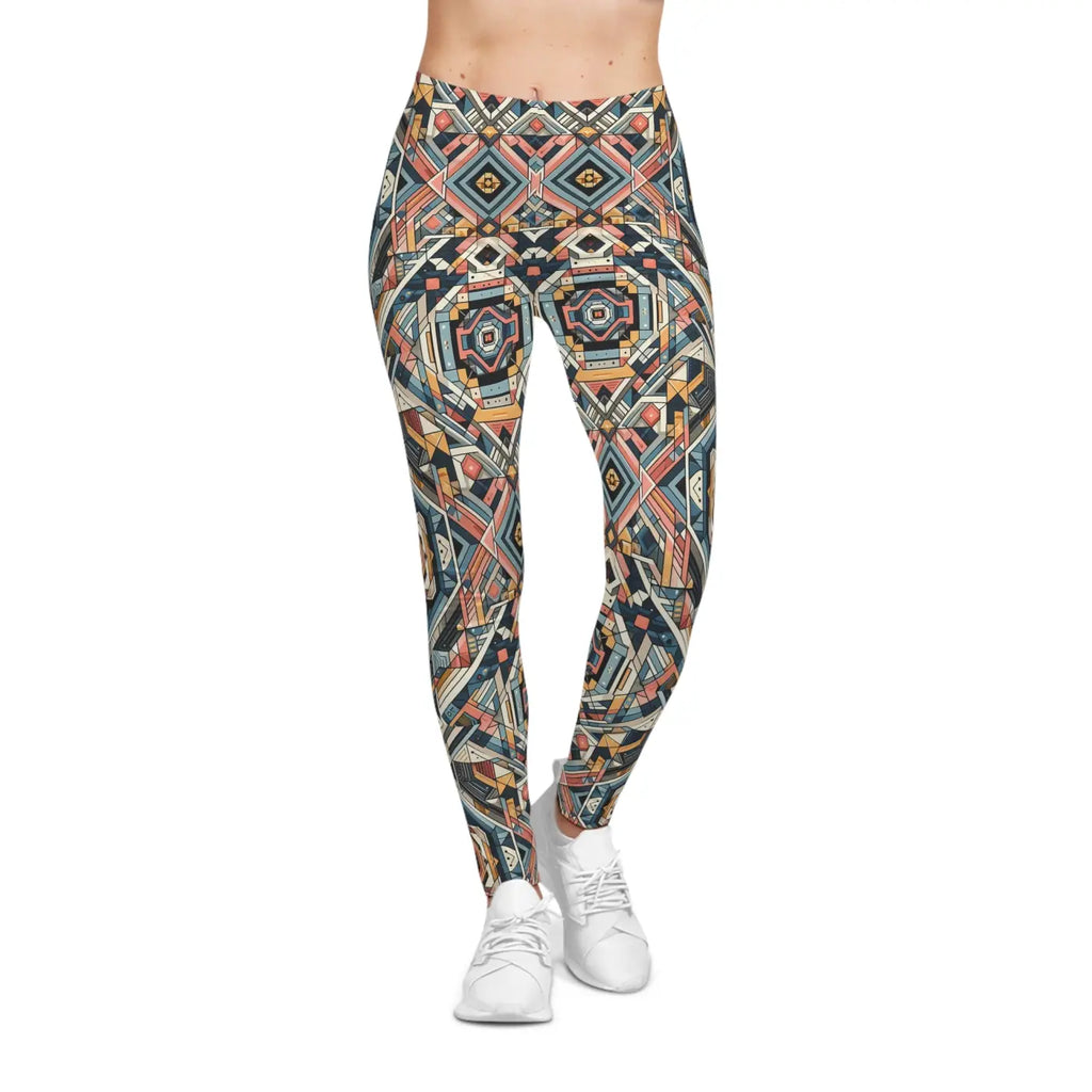 Geometric Casual Leggings - Pastel Colored Pattern - DipaliZ