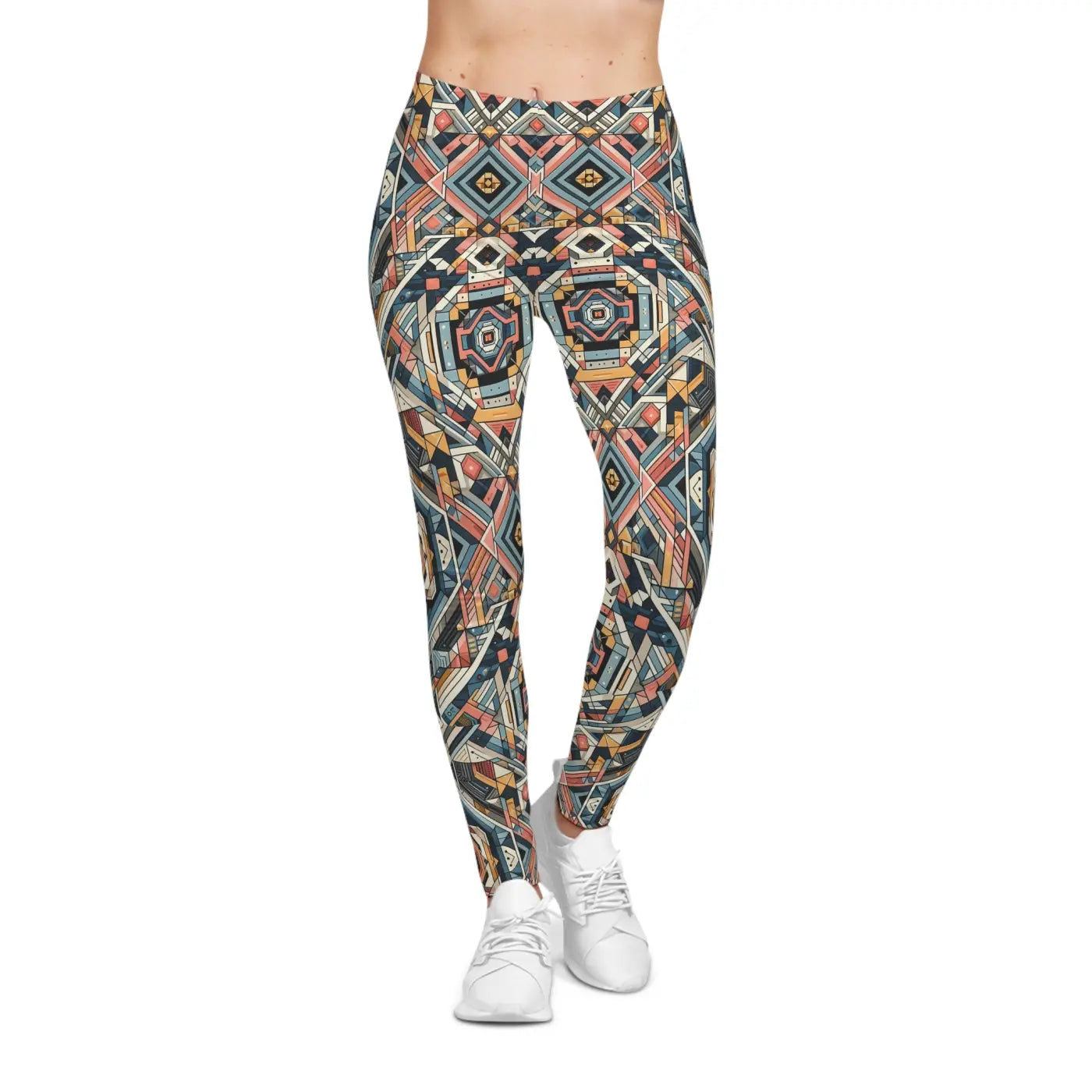 Geometric Casual Leggings - Pastel Colored Pattern - DipaliZ
