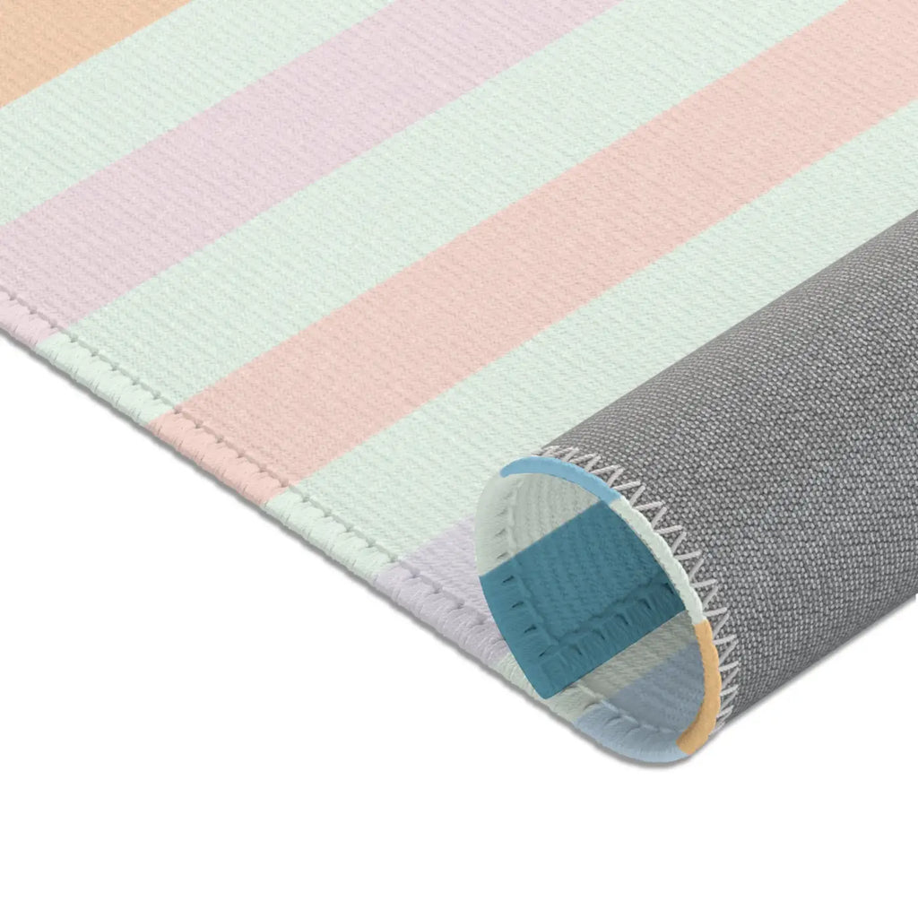 Pastel Colored Stripes Area Rug - Polyester Chenille - DipaliZ