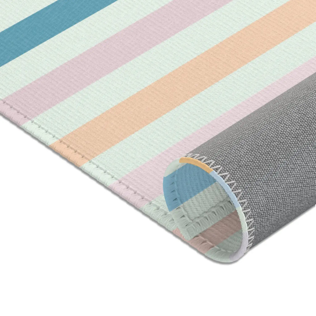 Pastel Colored Stripes Area Rug - Polyester Chenille - DipaliZ