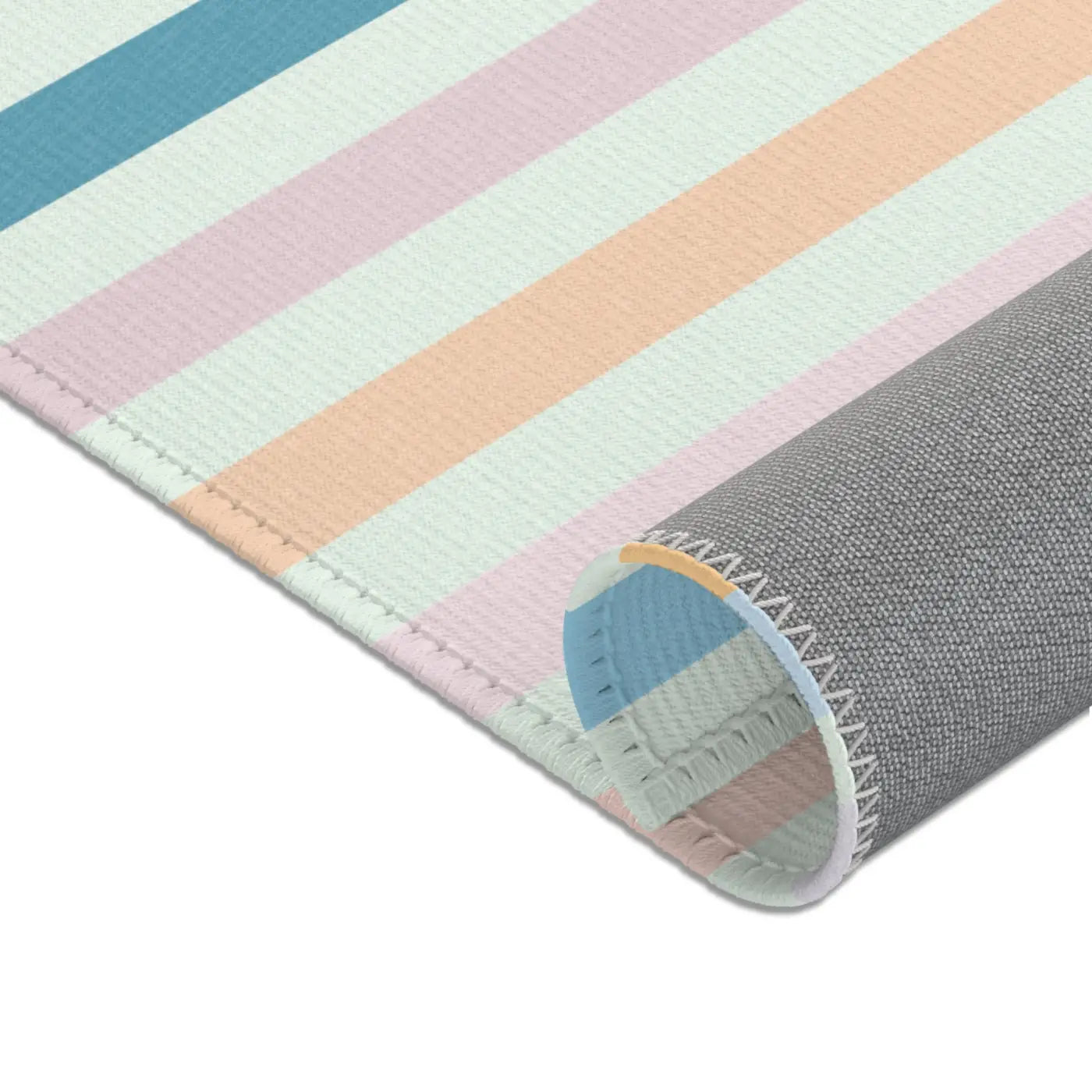 Pastel Colored Stripes Area Rug - Polyester Chenille - DipaliZ