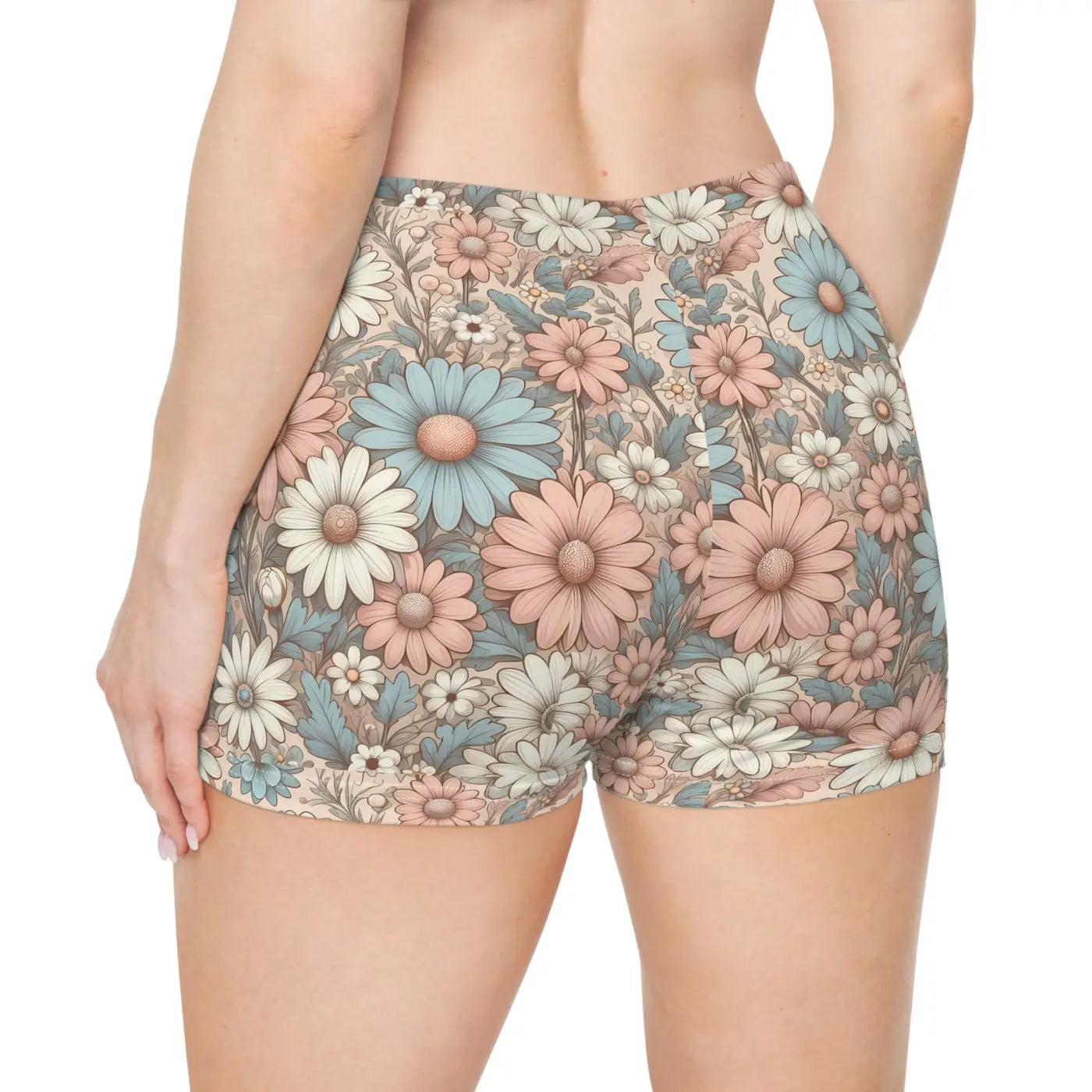 Pastel Daisies Women's Shorts - Moisture-Wicking Fabric - DipaliZ