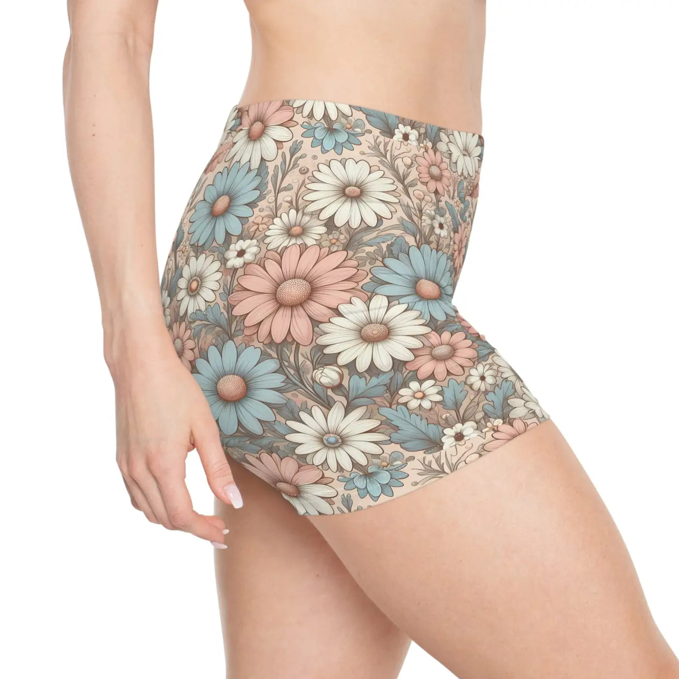 Pastel Daisies Women's Shorts - Moisture-Wicking Fabric - DipaliZ