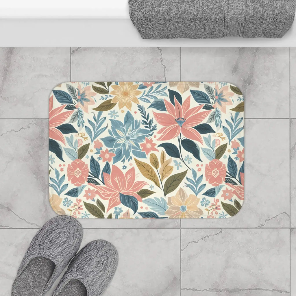 Pastel Floral Bath Mat - Anti-Slip Backing - DipaliZ