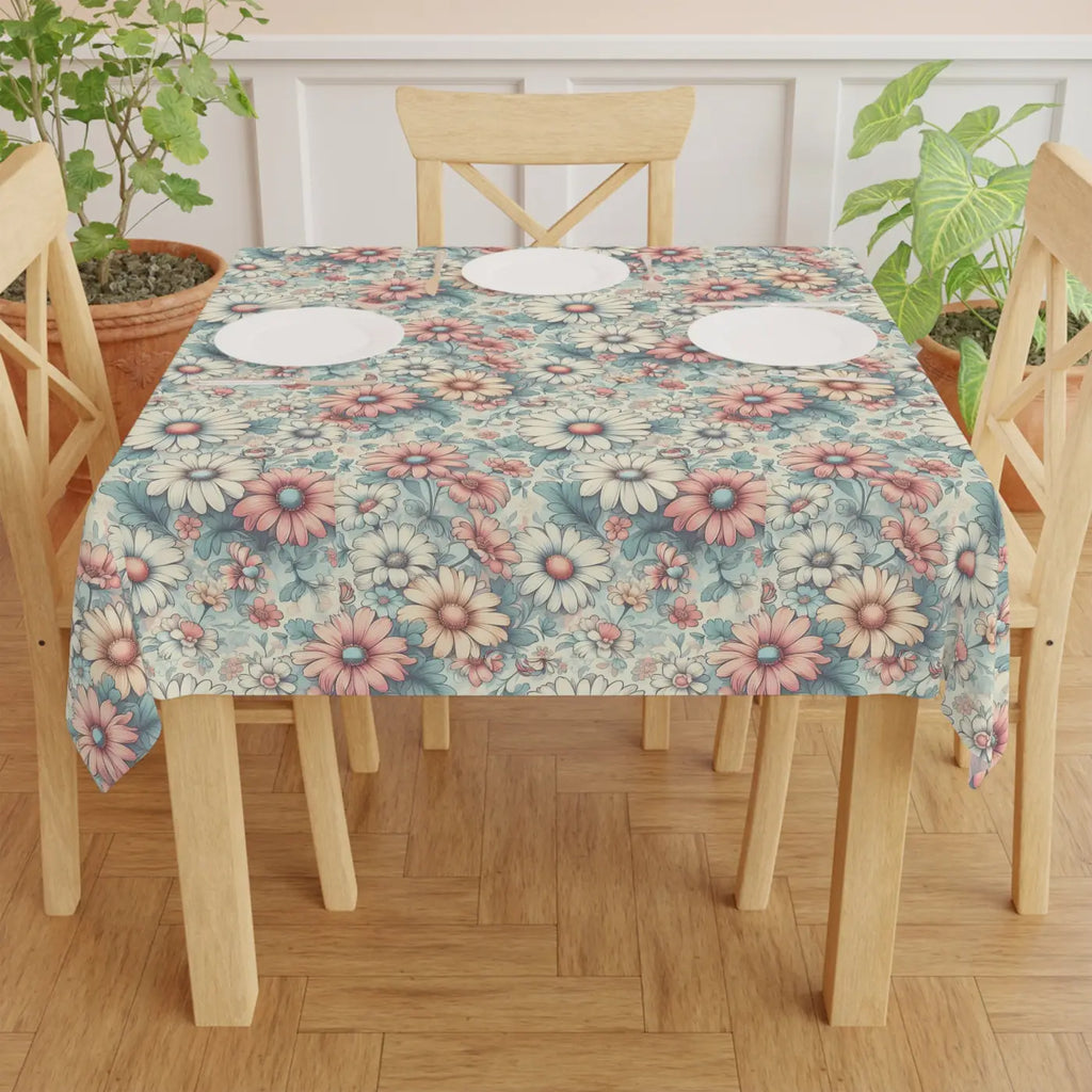 Pink Tablecloth - Pastel Floral Pattern One-Sided Print - DipaliZ
