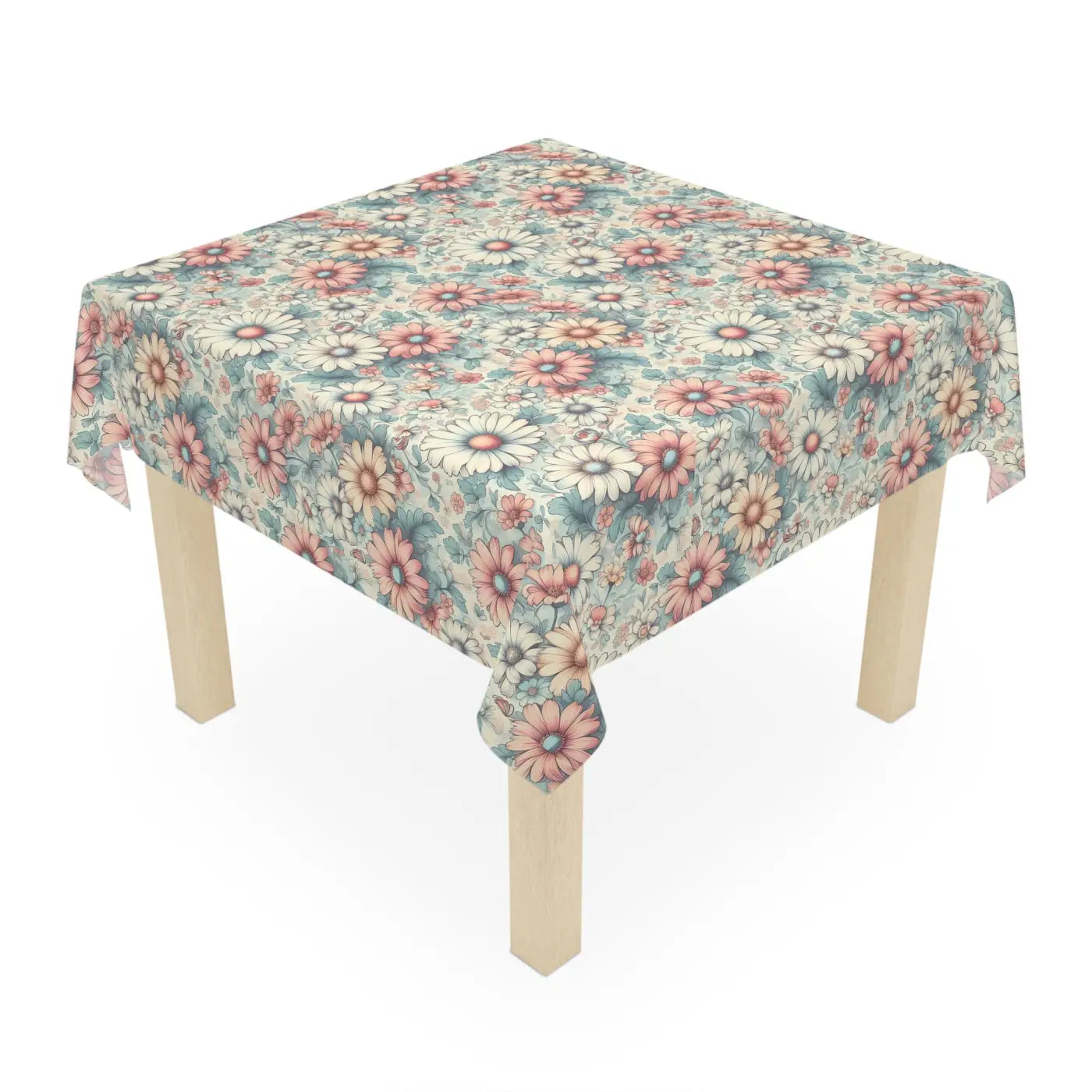 Pink Tablecloth - Pastel Floral Pattern One-Sided Print - DipaliZ