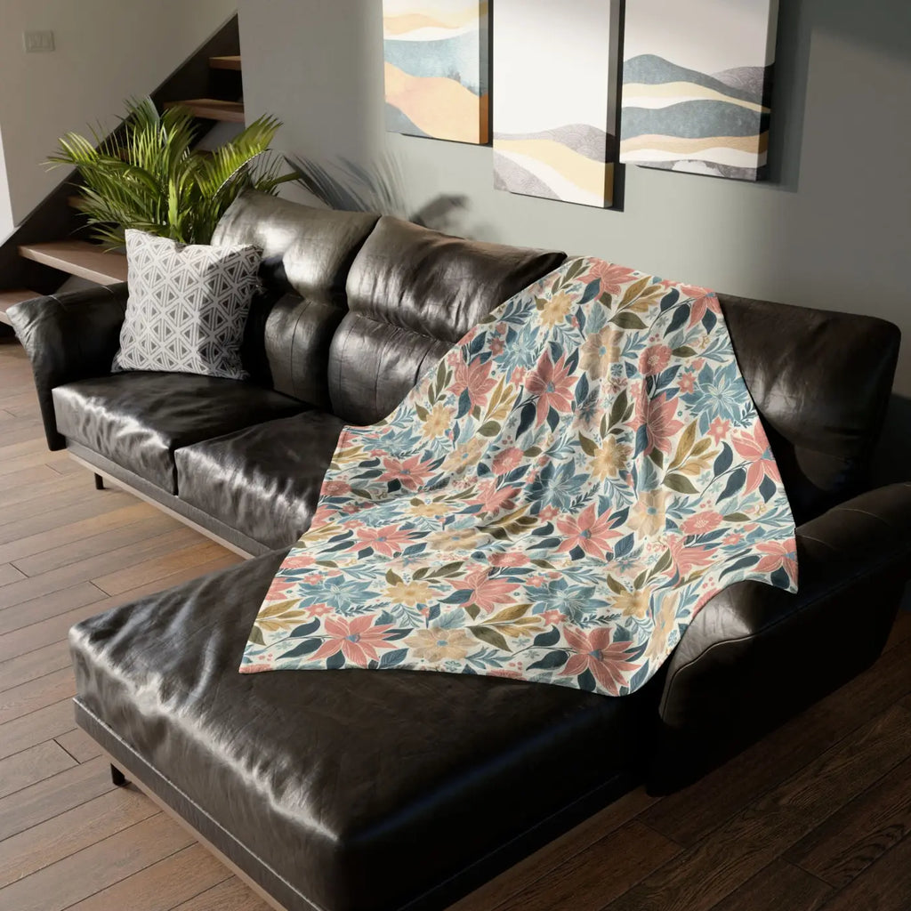 Soft Pastel Floral Blankets - Cozy Minky Polyester - DipaliZ