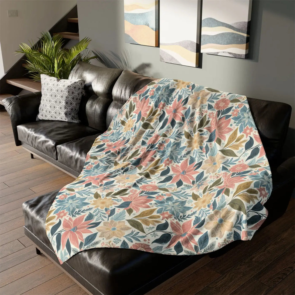 Soft Pastel Floral Blankets - Cozy Minky Polyester - DipaliZ